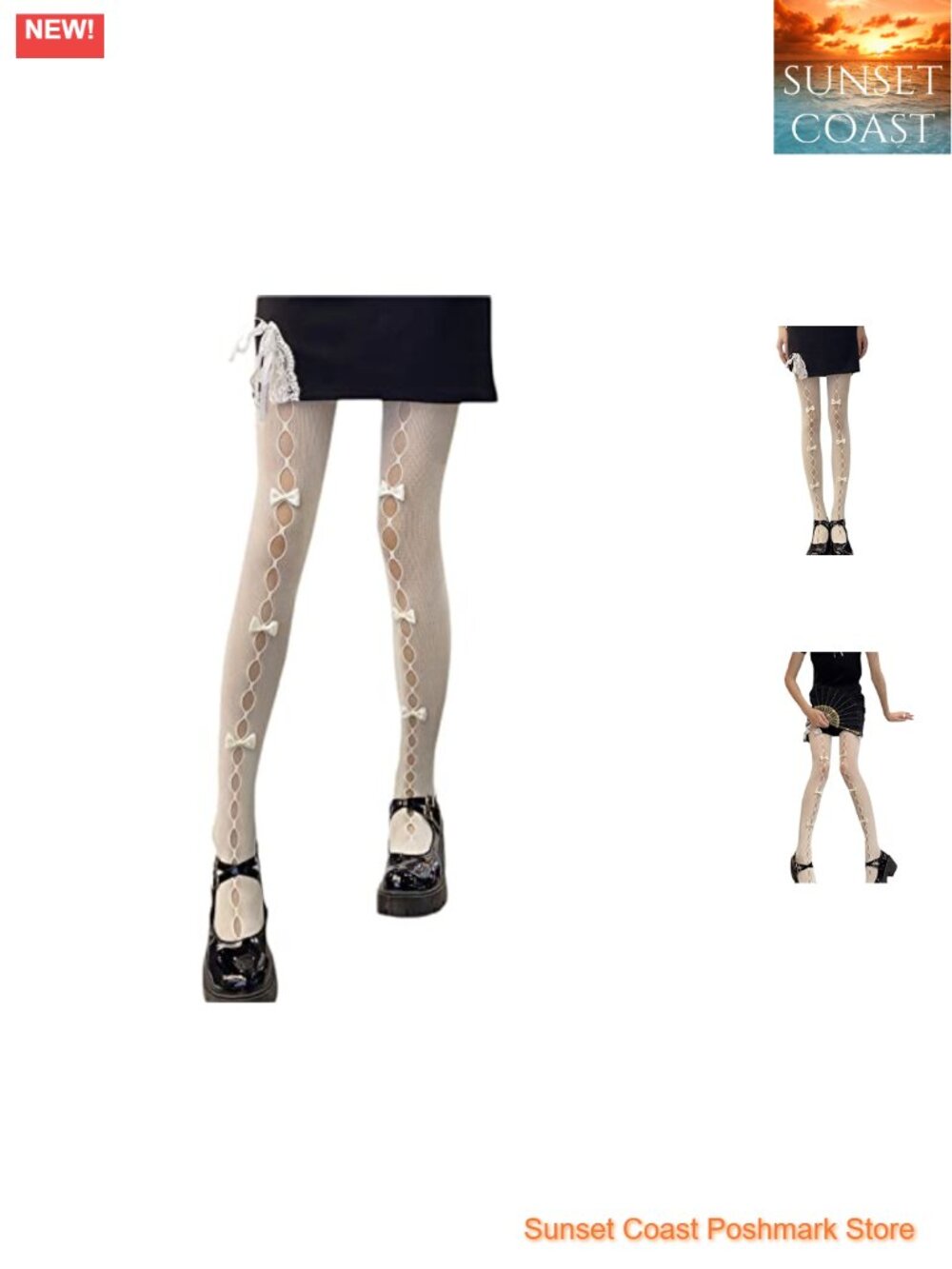 Lolita Tights with Bows Cute Mesh Cut Out Harajuku Gothic Cosplay Stockings